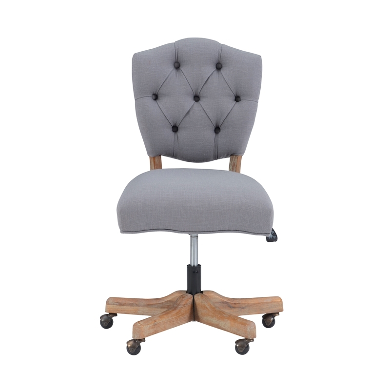 Riverbay Furniture Transitional Fabric Tufted Swivel Office Chair in Gray