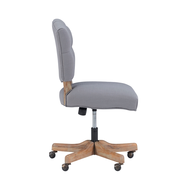 Riverbay Furniture Transitional Fabric Tufted Swivel Office Chair in Gray