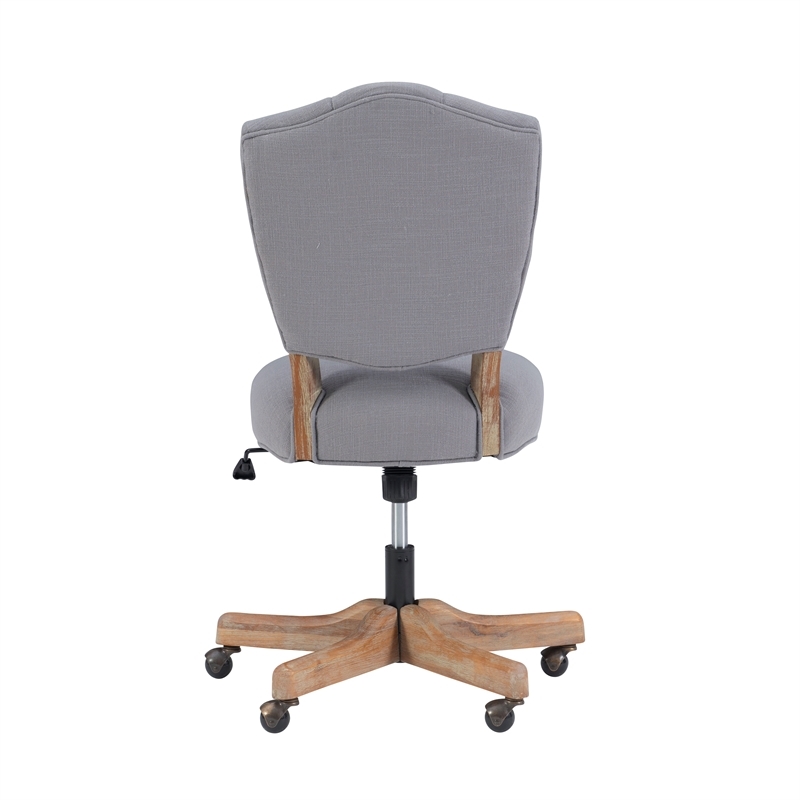 Riverbay Furniture Transitional Fabric Tufted Swivel Office Chair in Gray