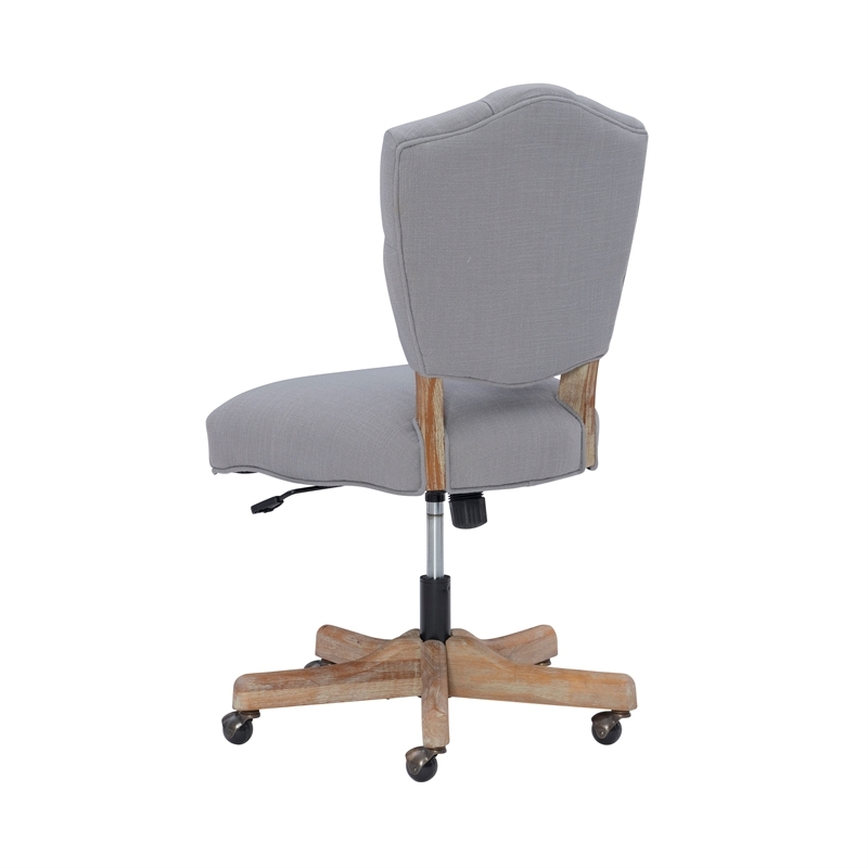 Riverbay Furniture Transitional Fabric Tufted Swivel Office Chair in Gray
