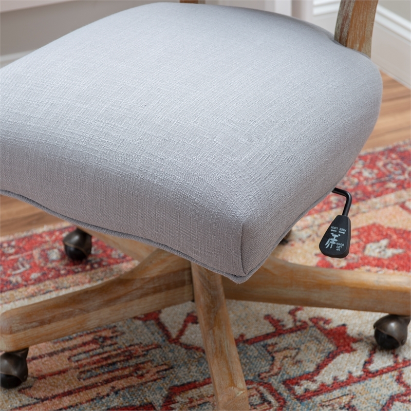 Riverbay Furniture Transitional Fabric Tufted Swivel Office Chair in Gray