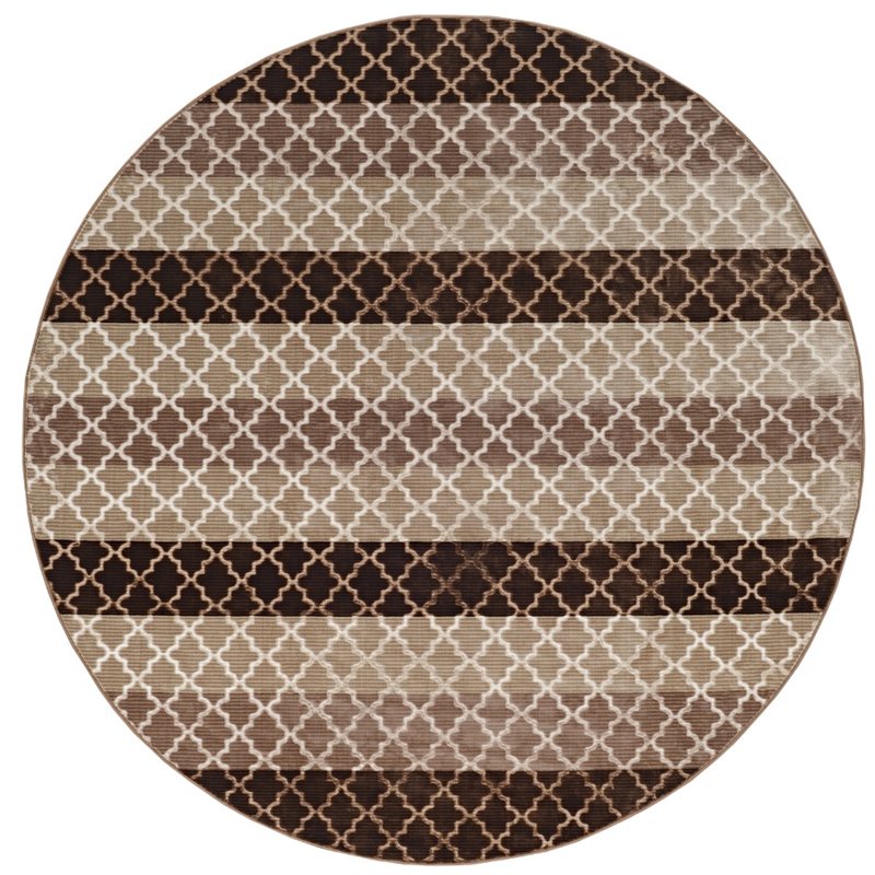 Riverbay Furniture 8' Round Stripes Rug in Beige and Brown