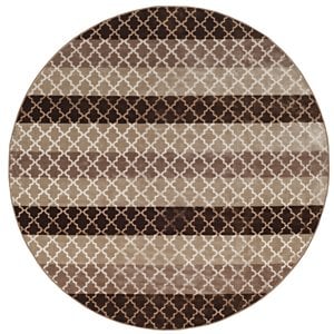 Riverbay Furniture 8' Round Stripes Rug in Beige and Brown