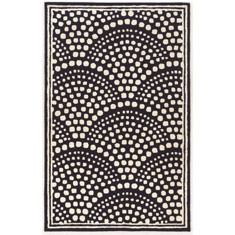 Riverbay Furniture 2' x 3' Hand Tufted Wool Rug in Navy and White
