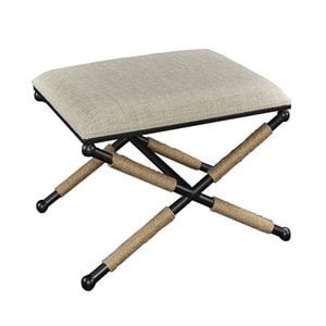 Riverbay Furniture Upholstered Neutral Stool Rectangular Black X-Designed Legs