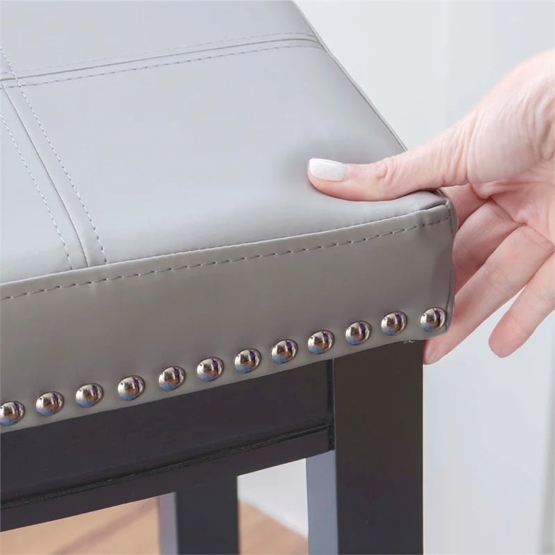 Riverbay Furniture Rubberwood Gray/Black Bar Stool Rectangular Silver Nailheads 32