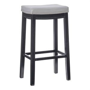 Riverbay Furniture Rubberwood Gray/Black Bar Stool Rectangular Silver Nailheads 32&quot Unassembled
