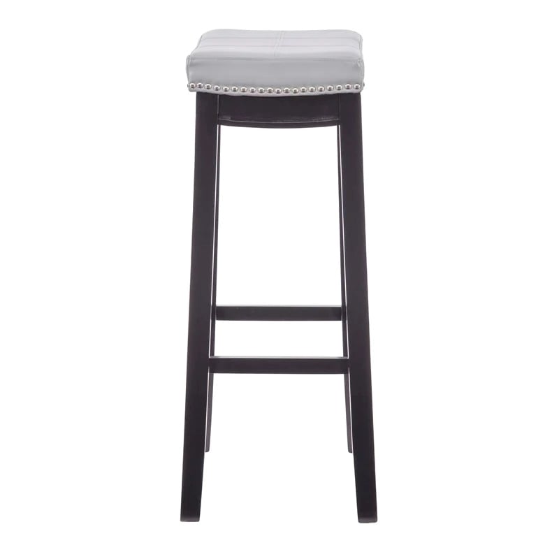 Riverbay Furniture Rubberwood Gray/Black Bar Stool Rectangular Silver Nailheads 32