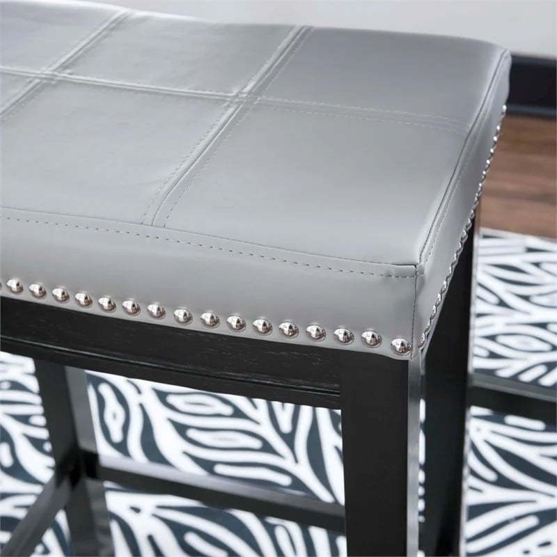 Riverbay Furniture Rubberwood Gray/Black Bar Stool Rectangular Silver Nailheads 32