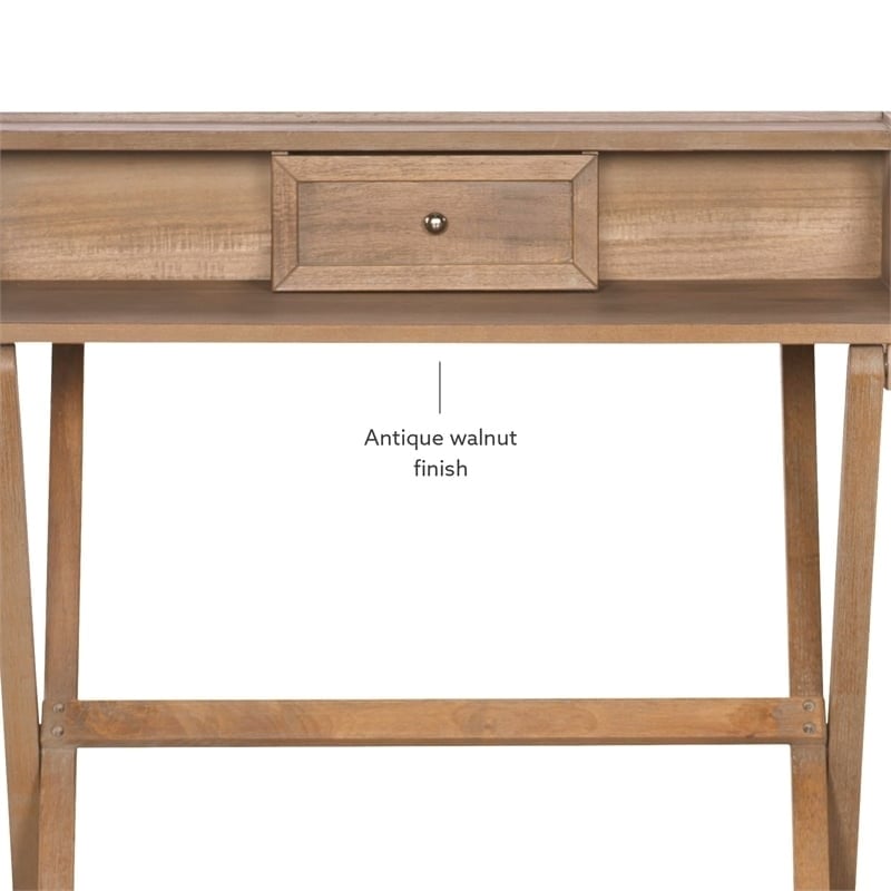 Riverbay Furniture Rubberwood Rustic Brown Folding Desk Rectangular Small Space 30