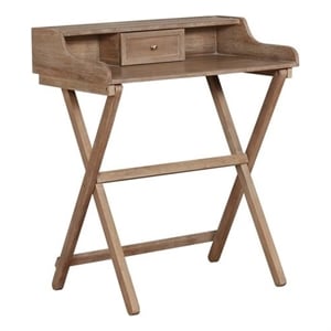 Riverbay Furniture Rubberwood Rustic Brown Folding Desk Rectangular Small Space 30&quotW x 18&quotD Unassembled