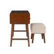 Riverbay Furniture Mid-Century Wood/Fabric Vanity Set in Walnut Brown/Beige