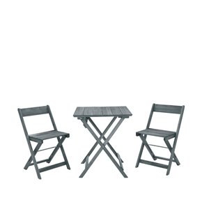 Riverbay Furniture 3 Piece Square Table Set in Gray
