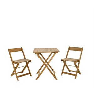 Riverbay Furniture 3 Piece Square Table Set in Brown
