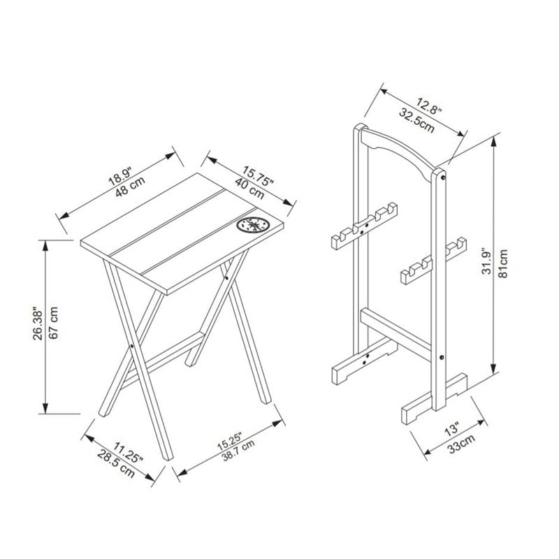 Riverbay Furniture Wood Gray Tray Table Set Rectangular 5 Piece