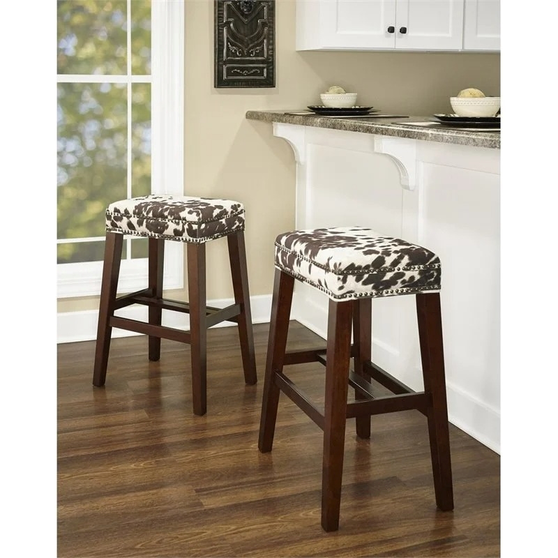 Riverbay Furniture Wood/Fabric Brown Bar Stool Backless 30