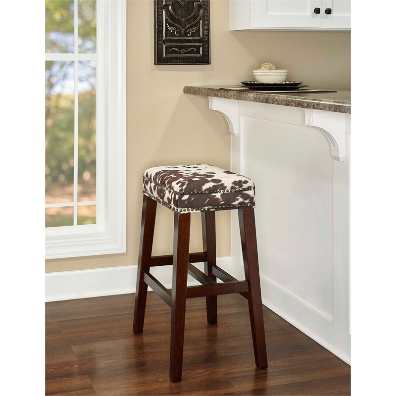 Riverbay Furniture Wood/Fabric Brown Bar Stool Backless 30
