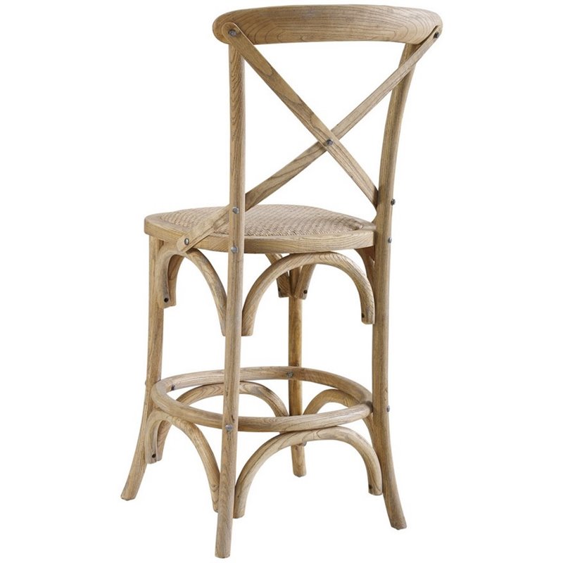 Riverbay Furniture Elm Wood Gray Brown Counter Stool Rectangular Counter Height 41.25