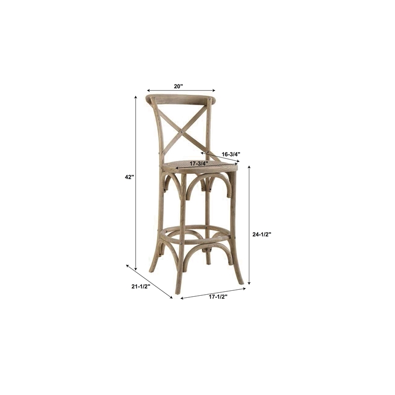 Riverbay Furniture Elm Wood Gray Brown Counter Stool Rectangular Counter Height 41.25