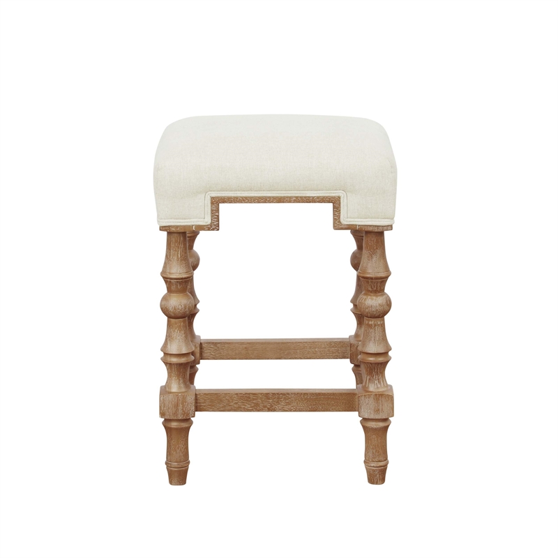 Riverbay Furniture Elm Wood Beige/Brown Counter Stool Backless 24