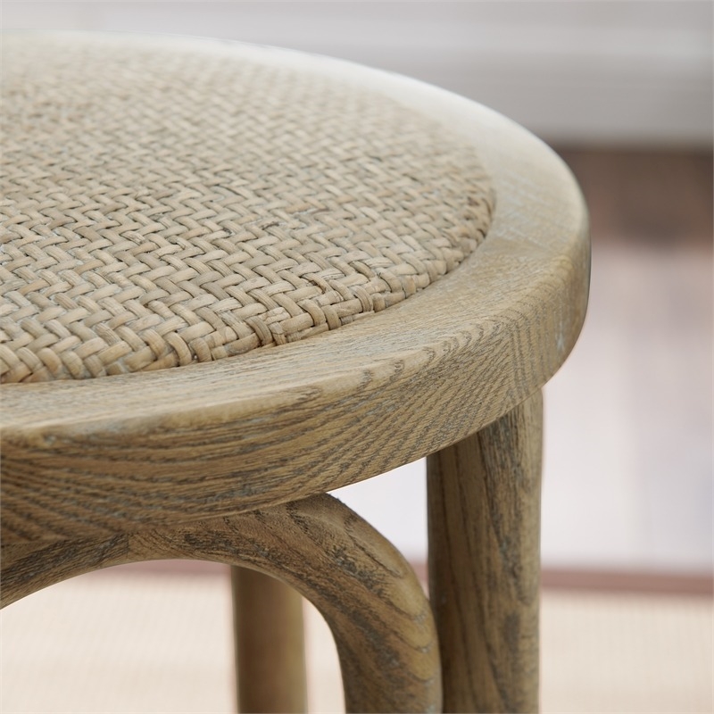 Riverbay Furniture Elm Wood Brown Counter Stool Round Backless 24