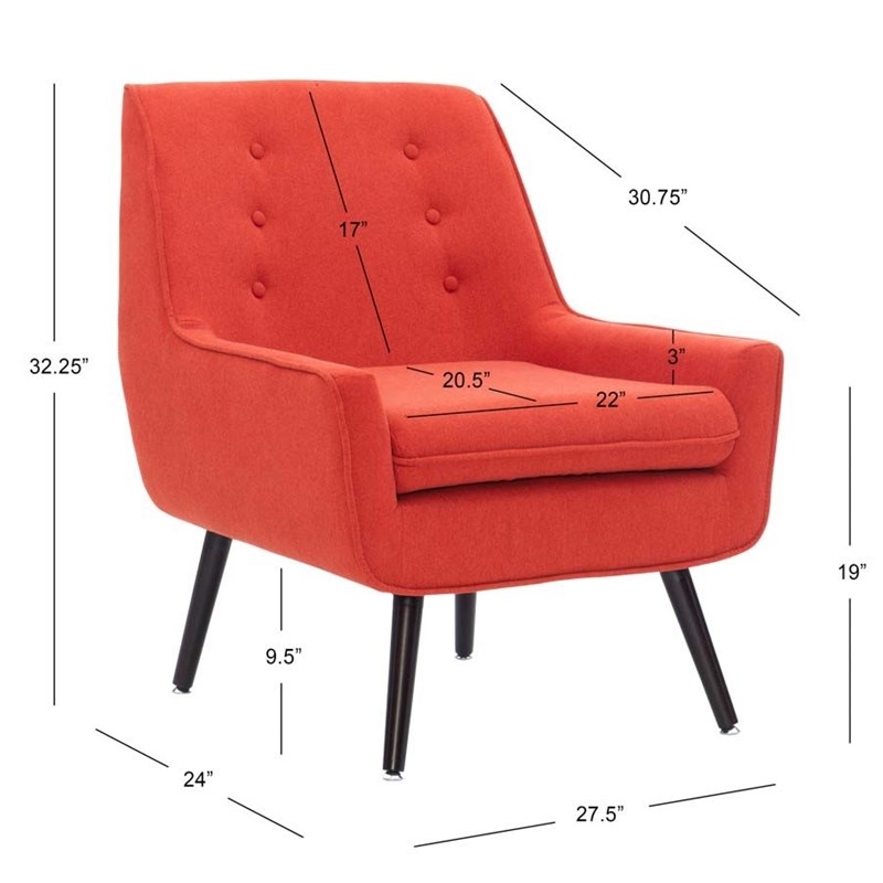 Riverbay Furniture 19'' Modern Fabric Upholstered Chair in Pimento Red Orange
