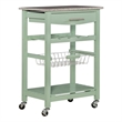Riverbay Furniture Pine Wood Mint Green Kitchen Island Rectangular Granite Top Unassembled