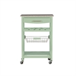 Riverbay Furniture Pine Wood Mint Green Kitchen Island Rectangular Granite Top Unassembled
