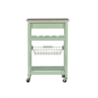Riverbay Furniture Pine Wood Mint Green Kitchen Island Rectangular Granite Top Unassembled