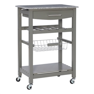 Riverbay Furniture Transitional Wood/Granite Top Kitchen Island in Gray