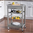 Riverbay Furniture Transitional Wood/Granite Top Kitchen Island in Gray