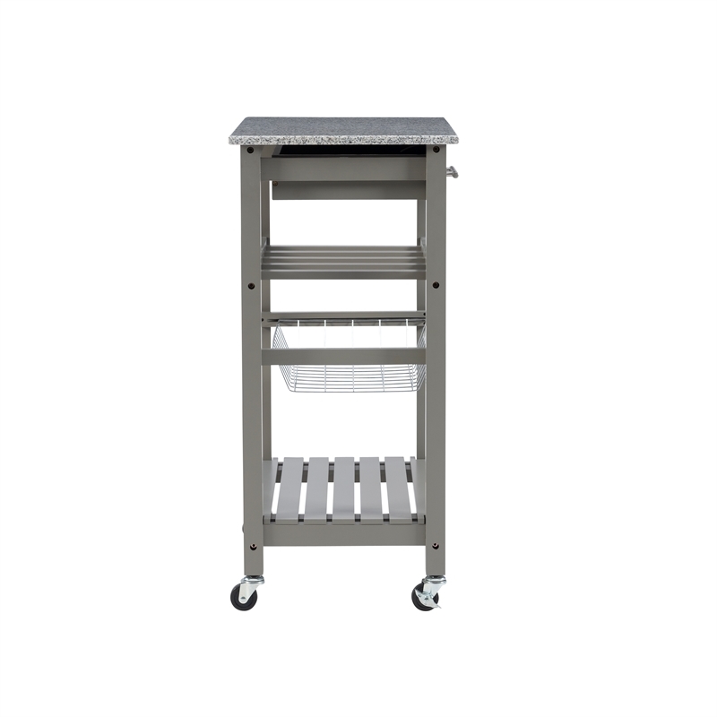 Riverbay Furniture Transitional Wood/Granite Top Kitchen Island in Gray