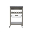 Riverbay Furniture Transitional Wood/Granite Top Kitchen Island in Gray