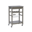 Riverbay Furniture Transitional Wood/Granite Top Kitchen Island in Gray