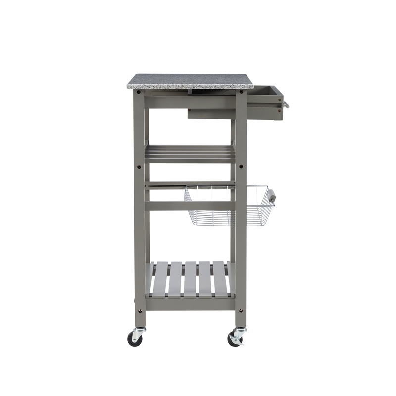 Riverbay Furniture Transitional Wood/Granite Top Kitchen Island in Gray