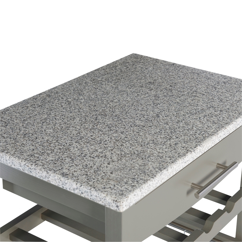 Riverbay Furniture Transitional Wood/Granite Top Kitchen Island in Gray