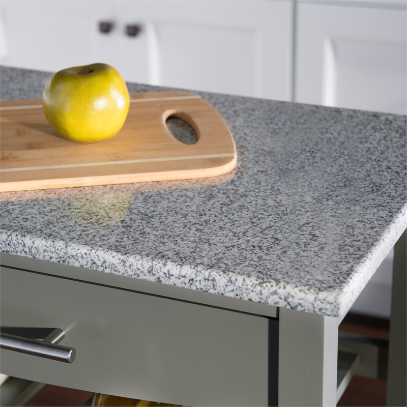 Riverbay Furniture Transitional Wood/Granite Top Kitchen Island in Gray