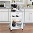 Riverbay Furniture Pine Wood White Kitchen Island Rectangular Food-Safe Granite Top Locking Casters