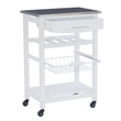 Riverbay Furniture Transitional Wood/Stainless Steel Kitchen Cart in White