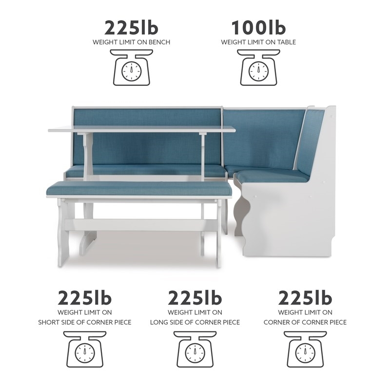Riverbay Furniture Pine Wood Blue Dining Set Rectangular Perfect for Small Spaces 66.25