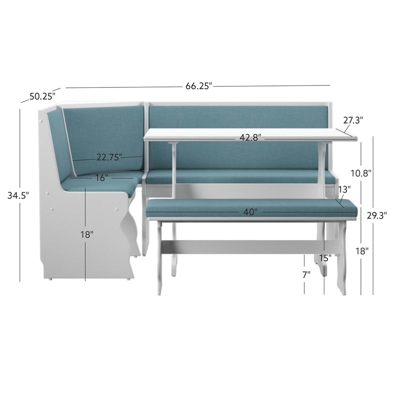 Riverbay Furniture Pine Wood Blue Dining Set Rectangular Perfect for Small Spaces 66.25