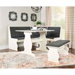 Riverbay Furniture Pine Wood Charcoal Gray Breakfast Nook Dining Set Rectangular Space-Saving 66.25
