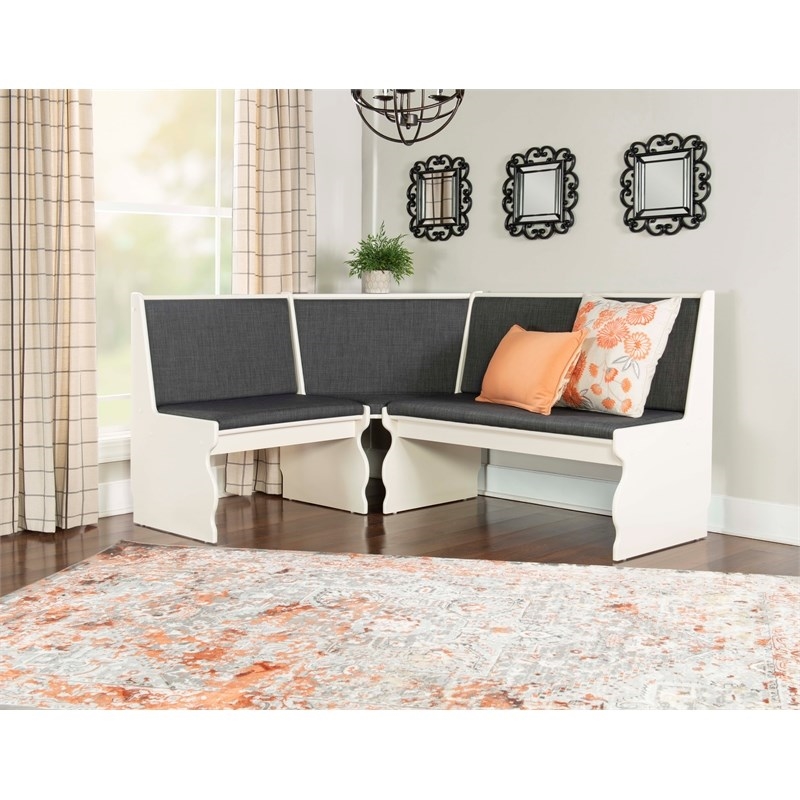 Riverbay Furniture Pine Wood Charcoal Gray Breakfast Nook Dining Set Rectangular Space-Saving 66.25