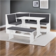 Riverbay Furniture Pine Wood Charcoal Gray Breakfast Nook Dining Set Rectangular Space-Saving 66.25