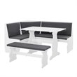 Riverbay Furniture Pine Wood Charcoal Gray Breakfast Nook Dining Set Rectangular Space-Saving 66.25