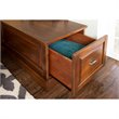 Riverbay Furniture Wood Backless Corner Table Booth & Bench Dining Set in Brown