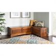Riverbay Furniture Wood Backless Corner Table Booth & Bench Dining Set in Brown