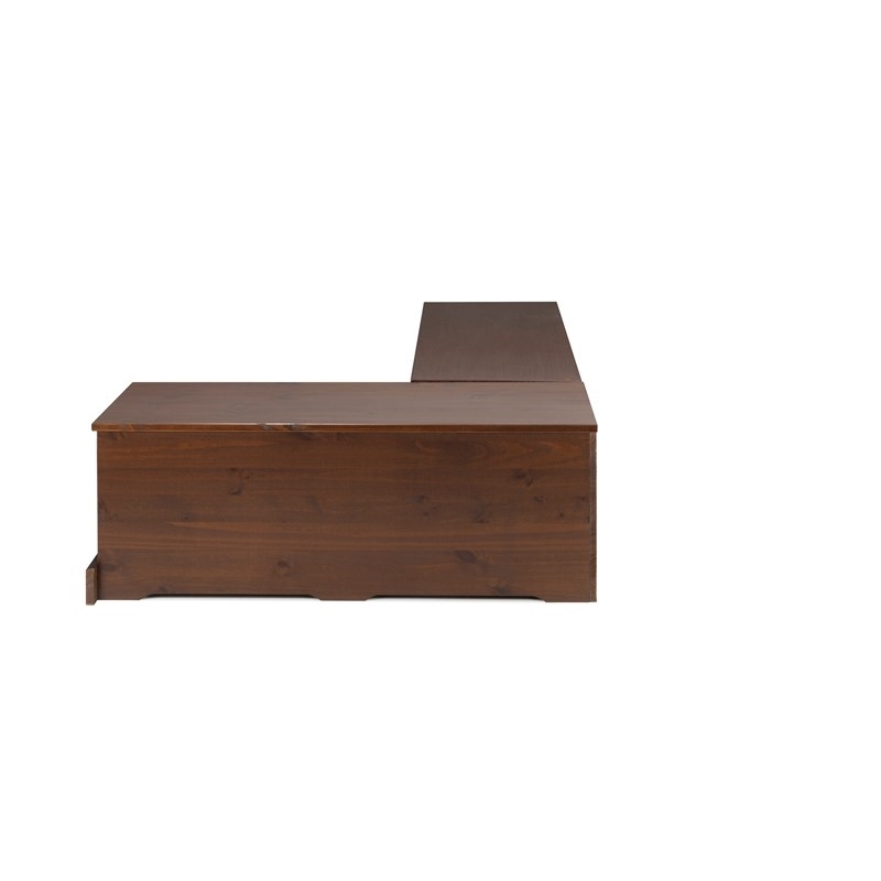 Riverbay Furniture Wood Backless Corner Table Booth & Bench Dining Set in Brown