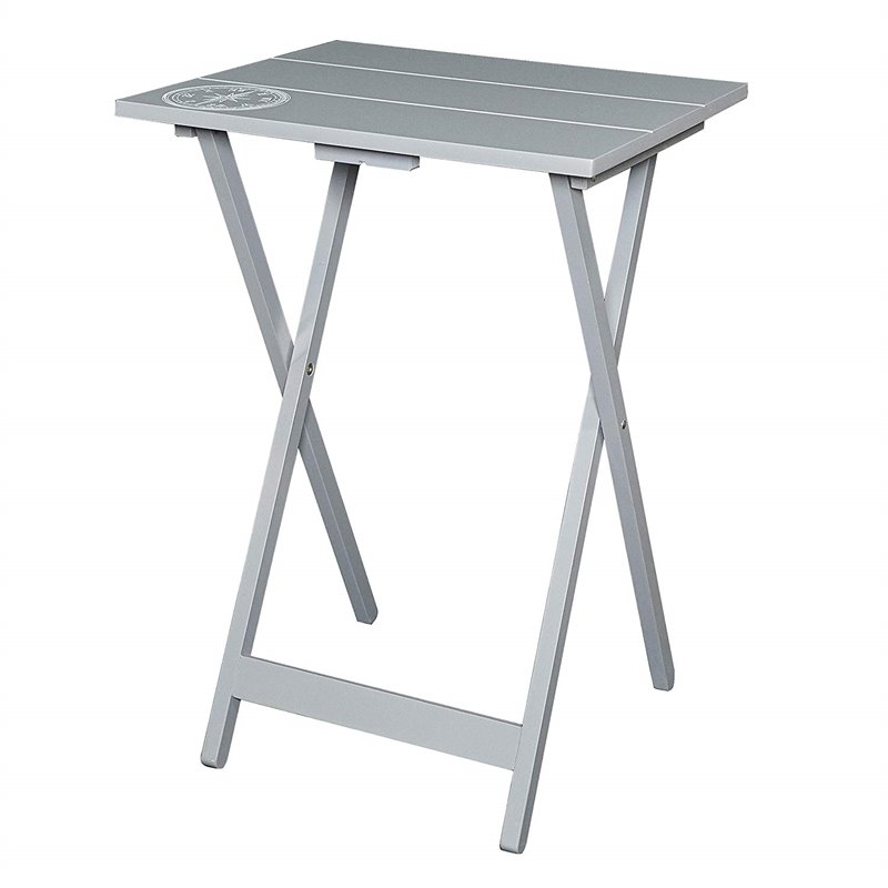 Riverbay Furniture Transitional Wood 5 Piece Compass Tray Table Set in Gray