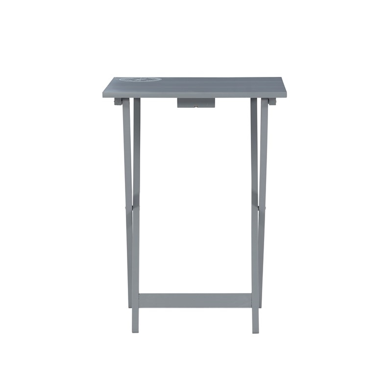 Riverbay Furniture Transitional Wood 5 Piece Compass Tray Table Set in Gray